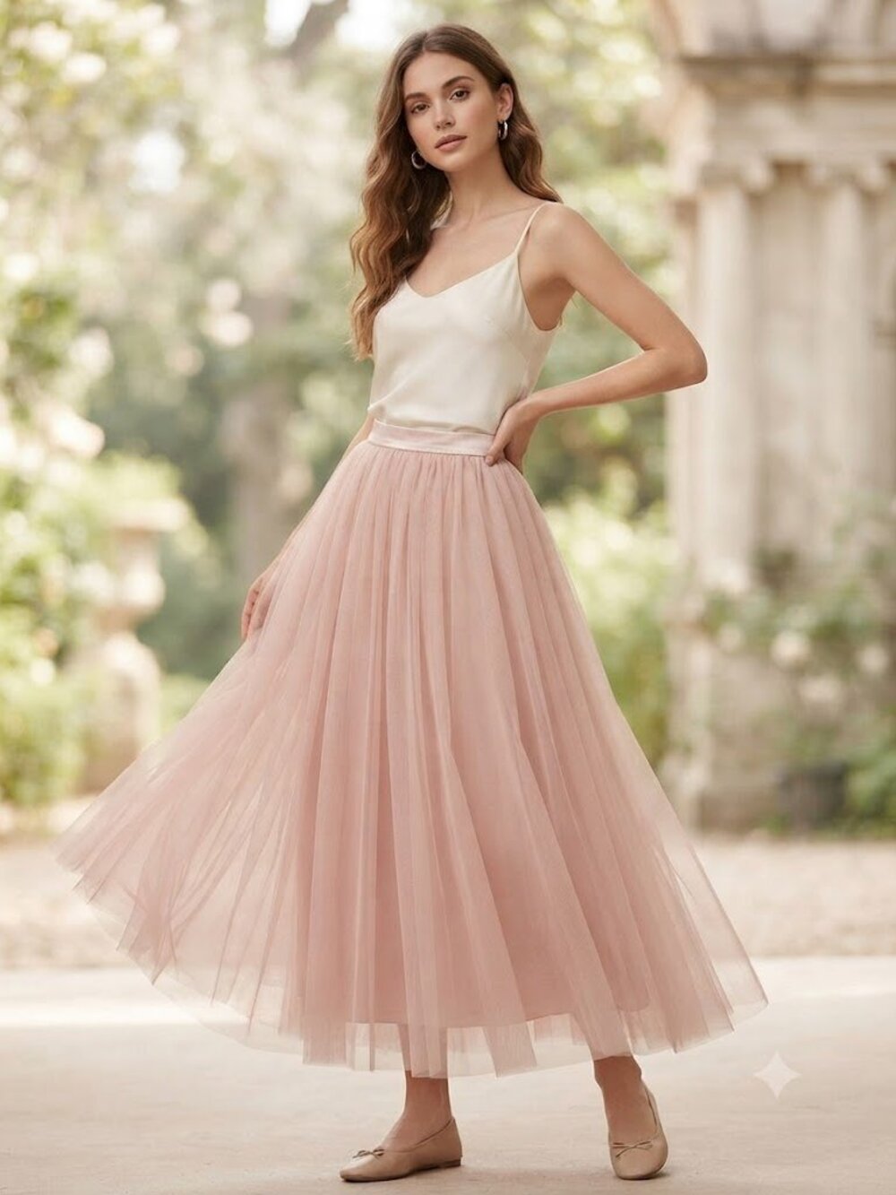 Soft Pink Tulle Maxi Skirt